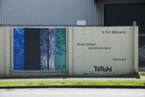 Shaun Waugh, peripheral vision, 2023, (installation view, Reeves Road billboards) Photo courtesy Te Tuhi.