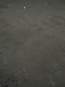 Yukari 海堀 Kaihori two sides of the moon, 2023 (installation detail) iron sand, Japanese calligraphy paper, glass, iron, bronze, resin. dimensions variable photo by Sam Hartnett