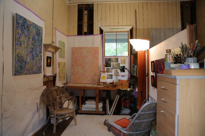 Previous studio artist Jana Wood’s studio at Parnell Station during an open studio day in 2020.